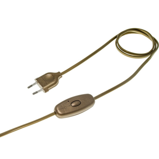 Conexión 1,5m con cable 2x0,75mm² dorado, clavija EU 2P dorada e interruptor de mano