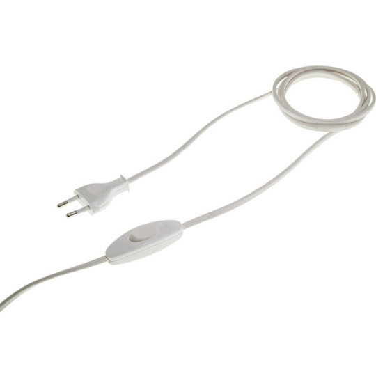 Extensão eléctrica 1,2m (80*40) fio 2x0,75mm² branco, ficha EU 2P e interruptor de mão brancos