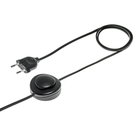Conexión 4,0m con cable 2x0,75mm² negro, clavija EU 2P negra e interruptor de pie