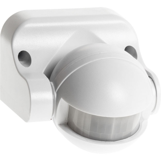 Sensor de movimiento IR blanco IP44, c/ángulo de cobertura 180º, en PC c/ protección UV