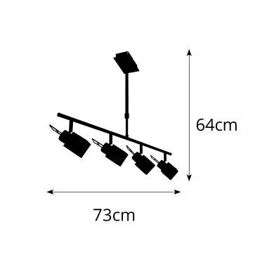 Candeeiro de tecto COLORADO 4xG9 C.73xL.15xAlt.Reg.cm Cromado