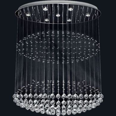 Lámpara de Techo INÊS 7xGU10 L.103xAn.50xAl.120cm Cristales y Hoja Niquelada Cromo
