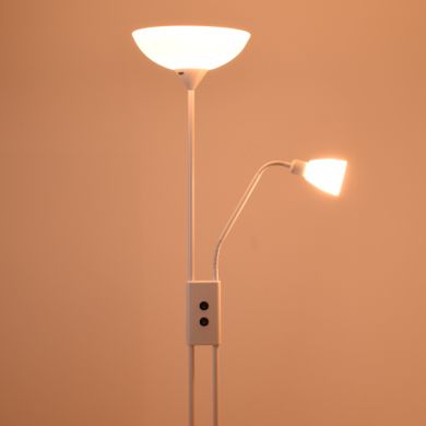 Floor Lamp MILANO with reading arm 1xE27 + 1xE14 H.178xD.30cm White