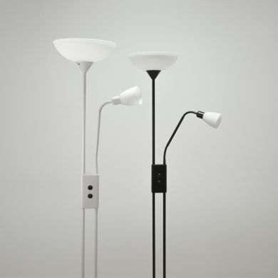 Floor Lamp MILANO with reading arm 1xE27 + 1xE14 H.178xD.30cm White
