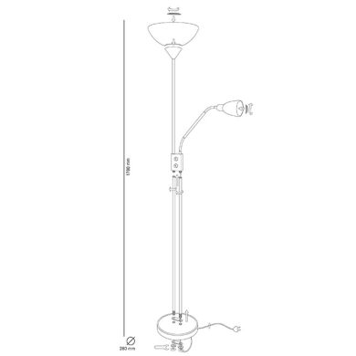 Floor Lamp MILANO with reading arm 1xE27 + 1xE14 H.178xD.30cm nickel