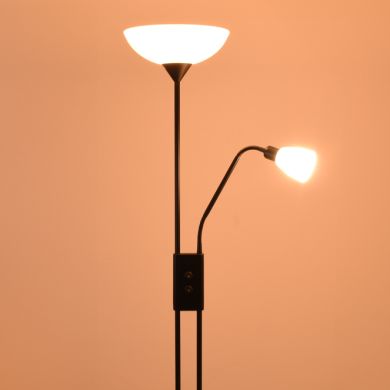 Lámpara de Pie MILANO 1xE27 + 1xE14 A.178xD.30cm negro