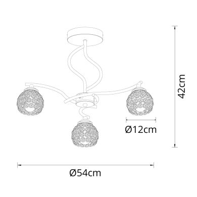 Lámpara de Techo Balbina 3xE27 Al.43xD.52cm Cuero