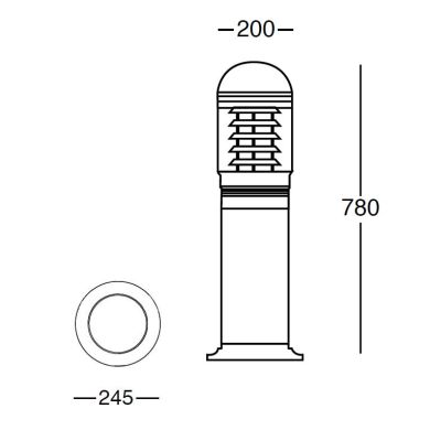 Farola CAPSULA IP55 1xE27 Al.78xD.24,5cm Negro