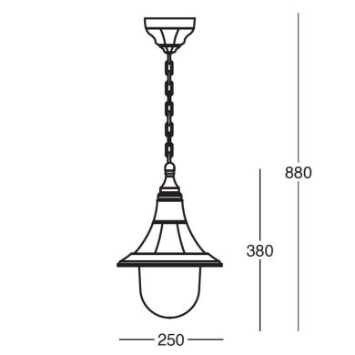 Pendant Light MERCUR IP44 1xE27 H.Reg.xD.26cm Black