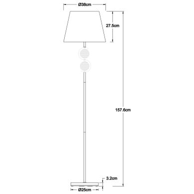 Lámpara de pie HONDURAS 1xE14 Al.157,6xD.38cm Blanco/Cromo