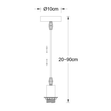 Armação para suspensão MALDIVAS 1E27 Alt.Reg.xD.10cm Castanho