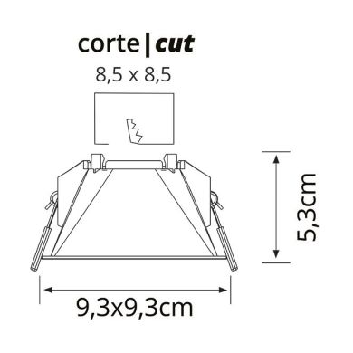 Aro de encastrar ONIRO quadrado C.9,3xL.9,3xAlt.5,3cm Policarbonato (PC) Branco