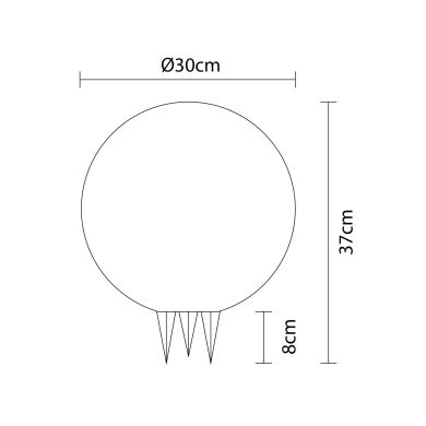 Bola de luz com espigão BONINA IP65 1xE27 Alt.37xD.30cm Branco
