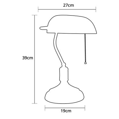 Table Lamp BANCARIO 1xE27 L.27xW.19xH.39cm Antique Brass/Green
