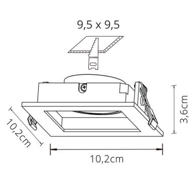 Frame for Downlight HECATE square 1xGU10/GU5.3 (MR16)L.10,2xW.10,2xH.3,6cm Polycarbonate (PC) White