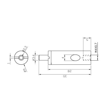 Accesorio para pasacable M4 Al.3,5xD.0,9cm, en latón niquelado (CGB6*NI)