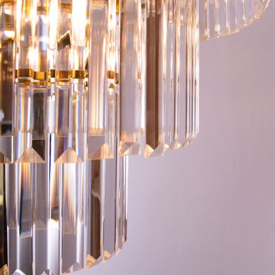 Lámpara de techo OLFUS 5xE14 A.42xD.53.5cm c/cristales transparentes y chapa dorada