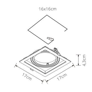 Frame for Downlight KALI square for 1 bulb AR111 L.17xW.17xH.4,3cm Polycarbonate (PC) White