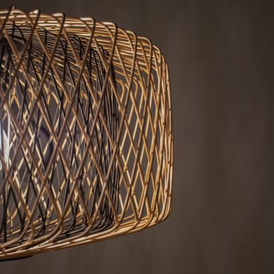 Pendant light BAMBOO D.39cm 1xE27 in black and natural bamboo