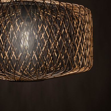 Pendant light BAMBOO D.59cm 1xE27 in black and natural bamboo