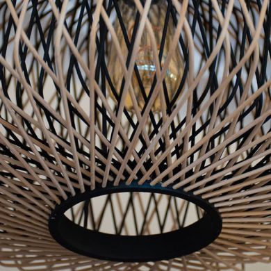 Pendant light BAMBOO D.59cm 1xE27 in black and natural bamboo