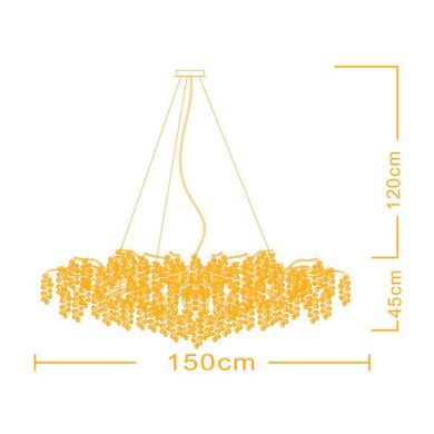 Lámpara de techo DAVOS 16xG9 L.150xW.75xH.Reg.cm c/cristales ambar y armazón dorada
