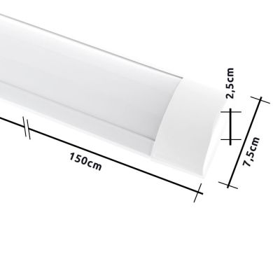 Régua ECOVISION BATTEN 150cm 1x54W LED 3780lm 4000K C.150xL.7,5xAlt.2,5cm Branco