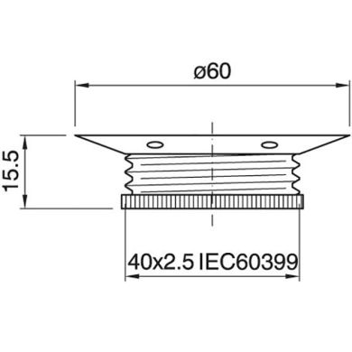 Anilha de abat-jour latonada para suporte E27 metálico Alt.15, 5mm D.60mm, em metal