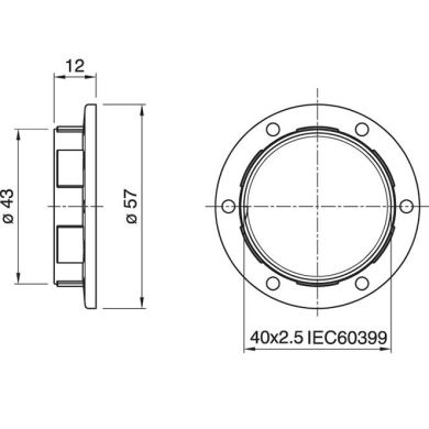 Anilha de abat-jour branc brilhante para suporte E27 roscado Alt.12mm D.57mm em resina termoplástica