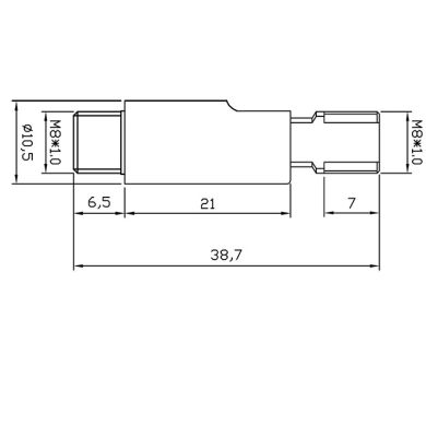 Giro Alt.4,2xD.1cm macho/macho M8x2 360°-90°, em latão bruto (GIRO SN12*M)