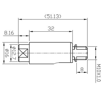 Adjustable female/male Brass Friction Lamp Swivel, Alt.5,3xD.1,6cm, M10x2 360°-90°