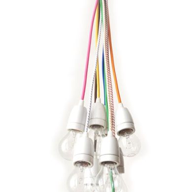 Suporte de lâmpada E27 branco, com acessórios, em porcelana
