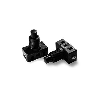 Black built in single-pole push button switch, H.30, 5mm sem chapéu, in thermoplastic resin