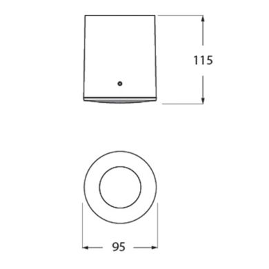 Foco FRANCA 1xGU10 6W botão CCT (2cores) IP55 Alt.11,5xD.9,5cm resina cinza