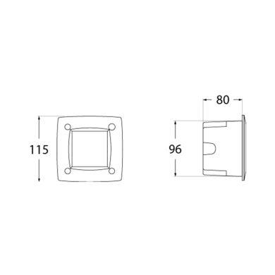 Aplique de encastrar LETI 1xGX53 IP66 C.11,5xL.8xAlt.11,5cm resina cinza