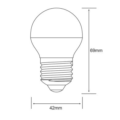 Lâmpada E27 (grosso) Esférica KALEIDO LED Regulável 3.5W 3000K 250lm -A+