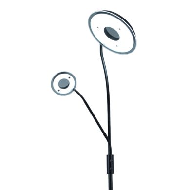 Candeeiro de pé GENOVA com braço de leitura 28W+7W LED 3000-6500K Alt.179xD.25cm preto