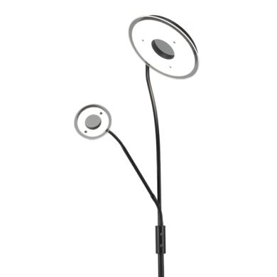 Candeeiro de pé GENOVA com braço de leitura 28W+7W LED 3000-6500K Alt.179xD.25cm preto