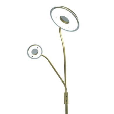 Candeeiro de pé GENOVA com braço de leitura 28W+7W LED 3000-6500K Alt.179xD.25cm dourado