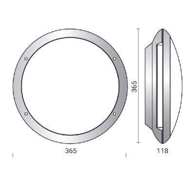 Aplique TWIN IP65 1xE27 Al.11,8xD.36,5cm Gris