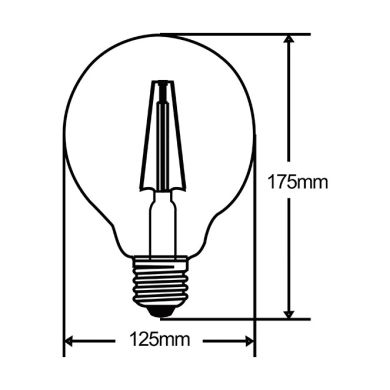 Light Bulb E27 (thick) Globe JOBIM LED D125 8W 2200K 850lm Amber-A+