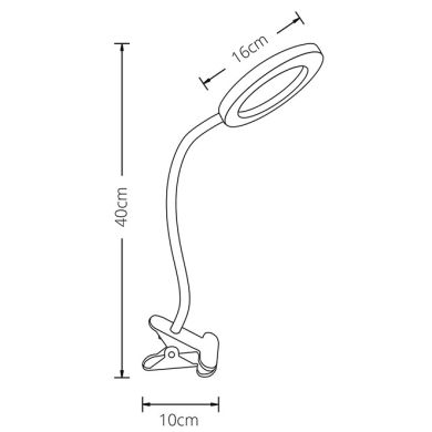 Table lamp NICE 9W LED 3000-4000-6500K with clip in black