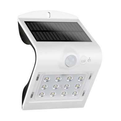 Aplique solar SOLARIS IP65 1,5W 220lm LED 4000K+LED traseiro 4000K C.9,65xL.7,94xAlt.14,49cm Branco