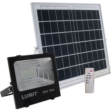 Projector solar JUNOT IP66 1x30W LED 600lm 6500K C.33,5xL.11xAlt.29cm Preto (2cx)
