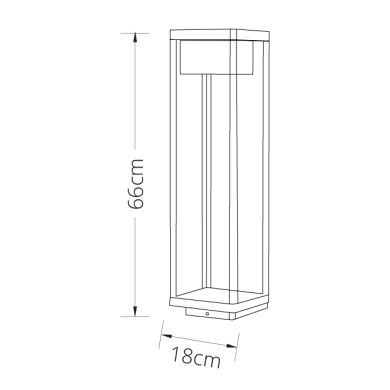 Pillar COUSTEAU IP44 1x9W LED 900lm 4000K L.18xW.18xH.66,5cm Grey