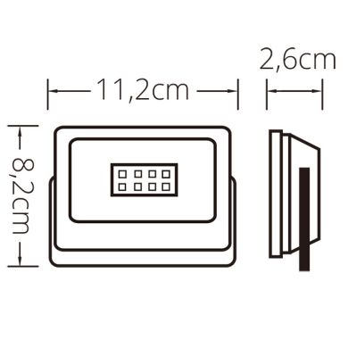 Projector TUMUT IP65 10W LED 860lm 6400K C.11,2xL.2,6xAlt.8,2cm Branco