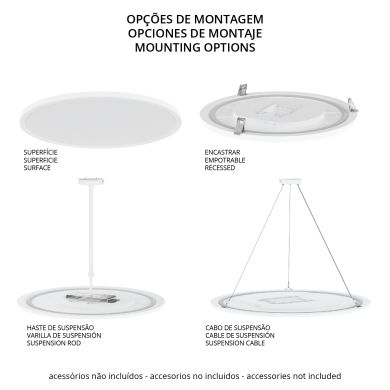 Painel de superficie CAMUS redondo 32W/28W/24W+2W LED 3000/4000/6000K Alt.2,25xD.38,3cm Branco