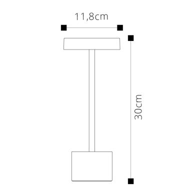 Candeeiro de mesa CANDY IP54 1x2W LED 230lm 3000K Alt.30xD.11,8cm Branco, com carregador e cabo USB