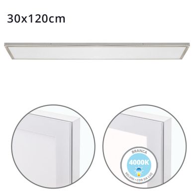 Surface Mounted Panel VOLTAIRE 30x120 72W LED 5760lm 4000K 120° W.120xW.30xH.2,3cm Nickel