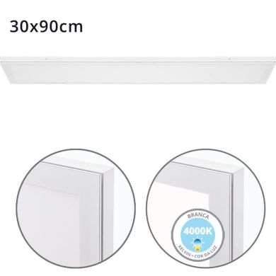 Painel de superfície VOLTAIRE 30x90 72W LED 5760lm 4000K 120° C.90xL.30xAlt.2,3cm Branco